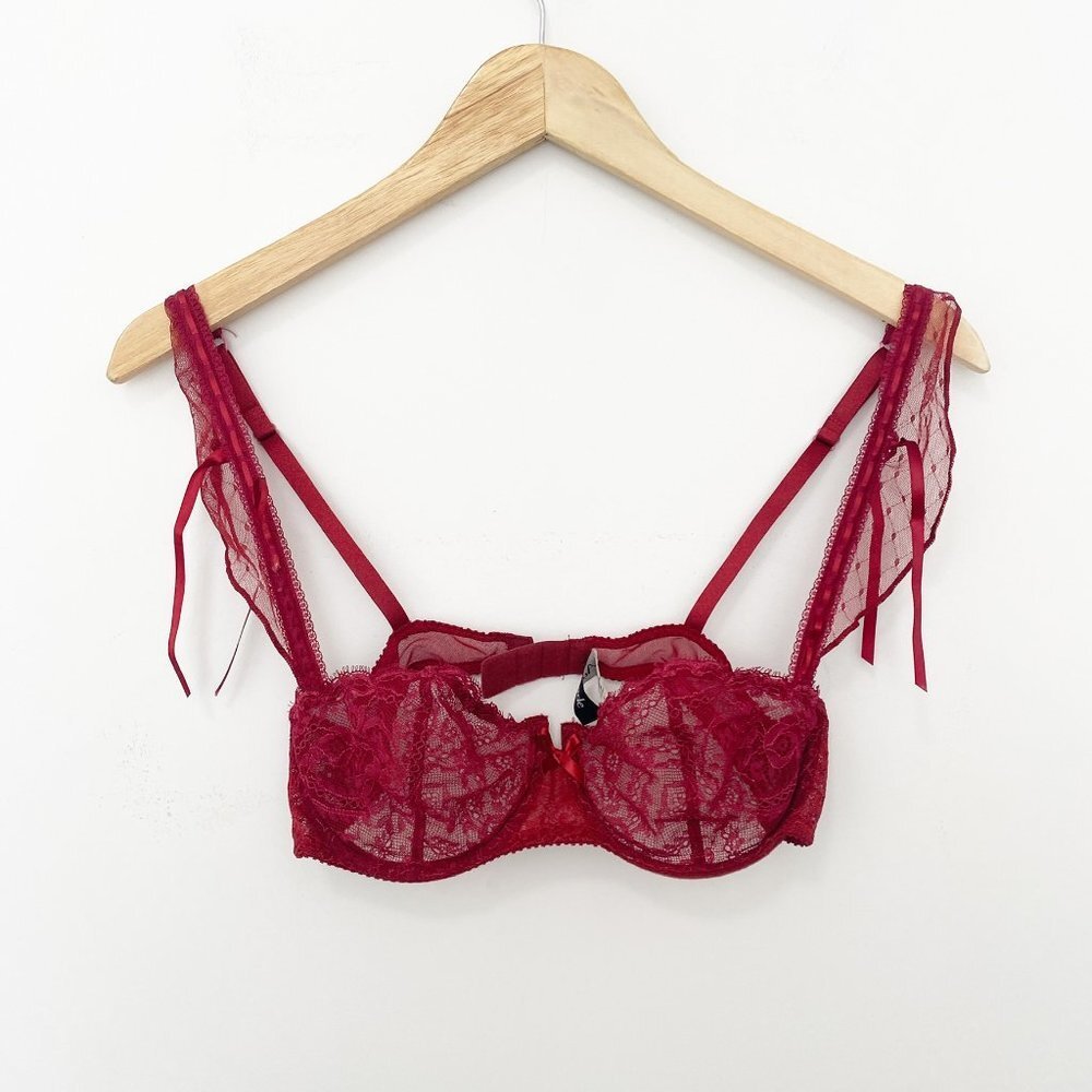 Audabe Paris Red Lace Lingerie Bra Size 36B